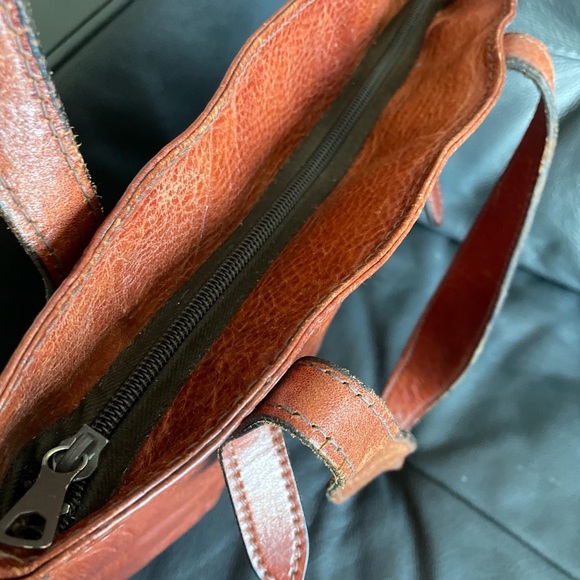 Women’s Artisanal Leather Tote Bag Cognac Minimal Handcrafted Vintage Style - Picture 6 of 11